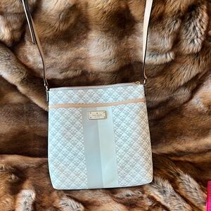 Kate Spade white, cream light grey Geometric Crossbody Bag